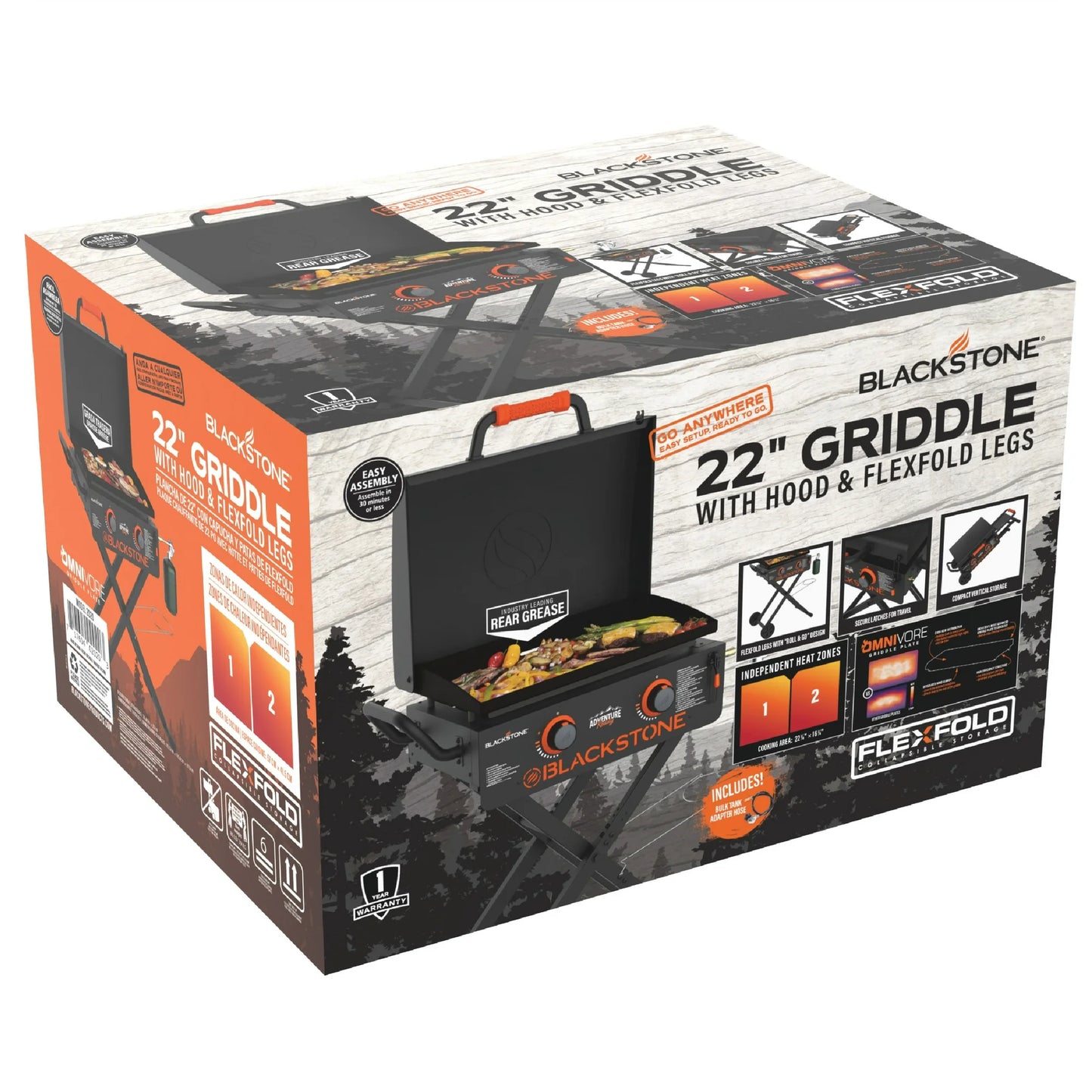 Adventure Ready 2-Burner 22″ Propane Omnivore Griddle with Flex-fold Legs