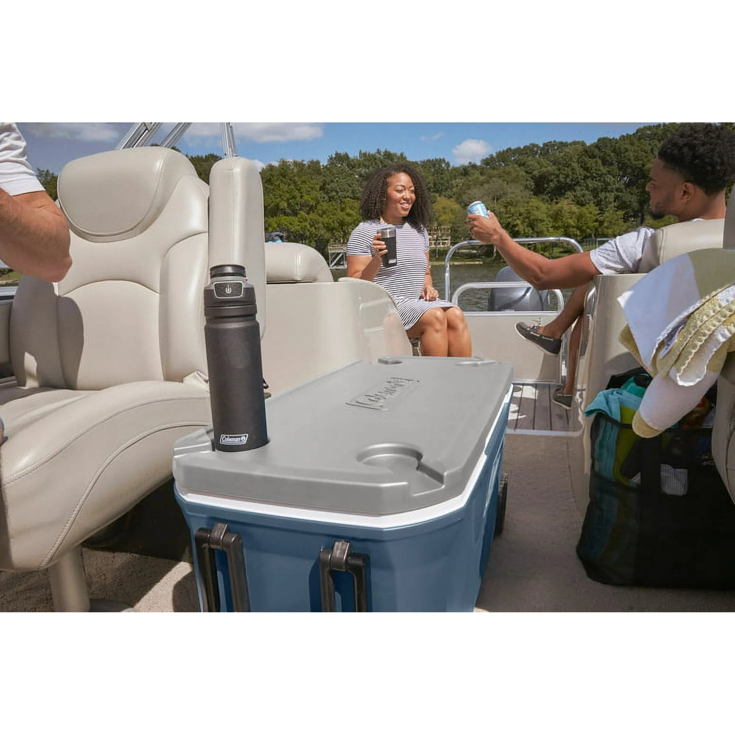 316 Series 100QT Ice Chest Rolling Cooler with Wheels, Lakeside Blue