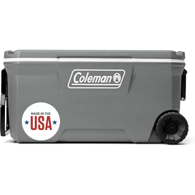 Classic Series Insulated Portable Wheeled Cooler, Leak-Resistant Outdoor Hard Cooler Keeps Ice up to 5 Days, 100-Quart