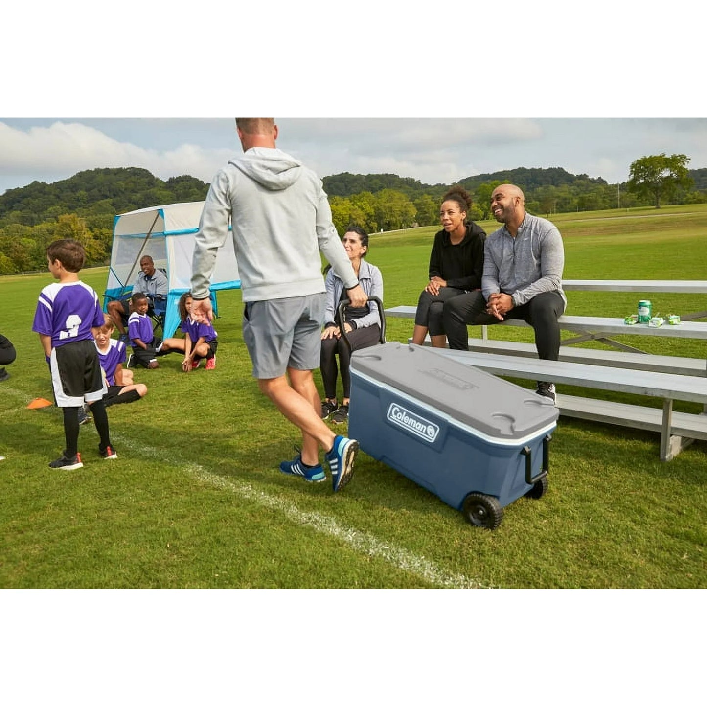 316 Series 100QT Ice Chest Rolling Cooler with Wheels, Lakeside Blue