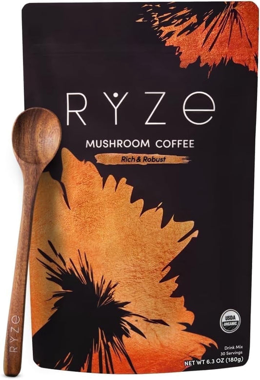 SUPERFOODS Coffee Dark Roast with 6 Adaptogens & Prebiotic Blend, Lions Mane & Turkey Tail, Instant Coffee, 30 Servings