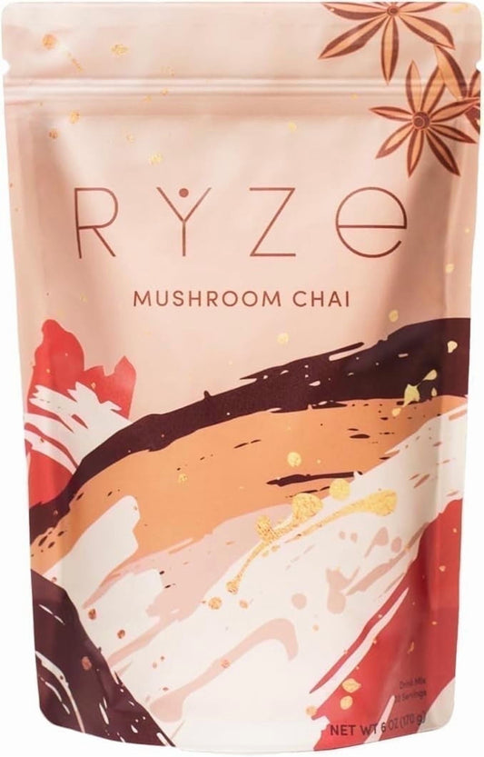 SUPERFOODS Chai with 6 Organic Adaptogens, Turkey Tail, Lion's Mane, Reishi, Ayurvedic Spices, 20 Servings