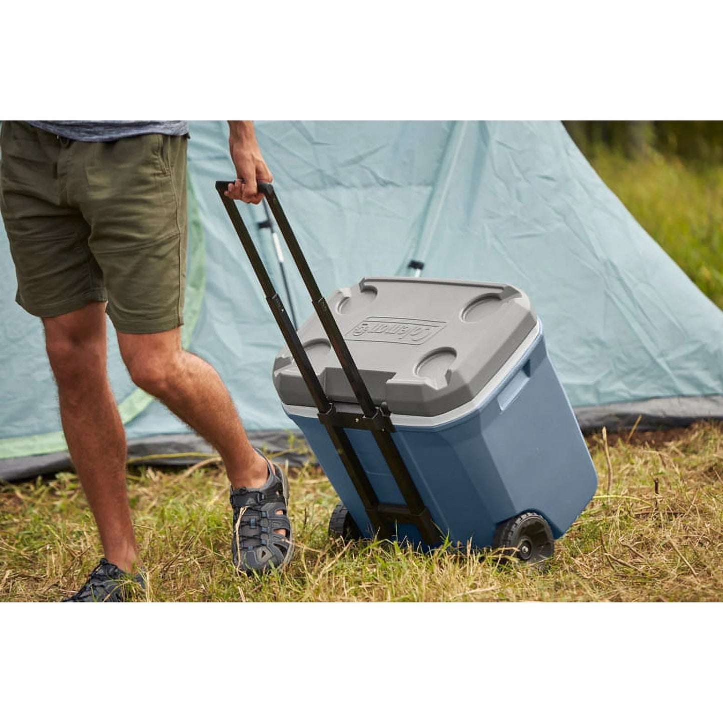 316 Series 60QT Ice Chest Rolling Cooler with Wheels, Lakeside Blue