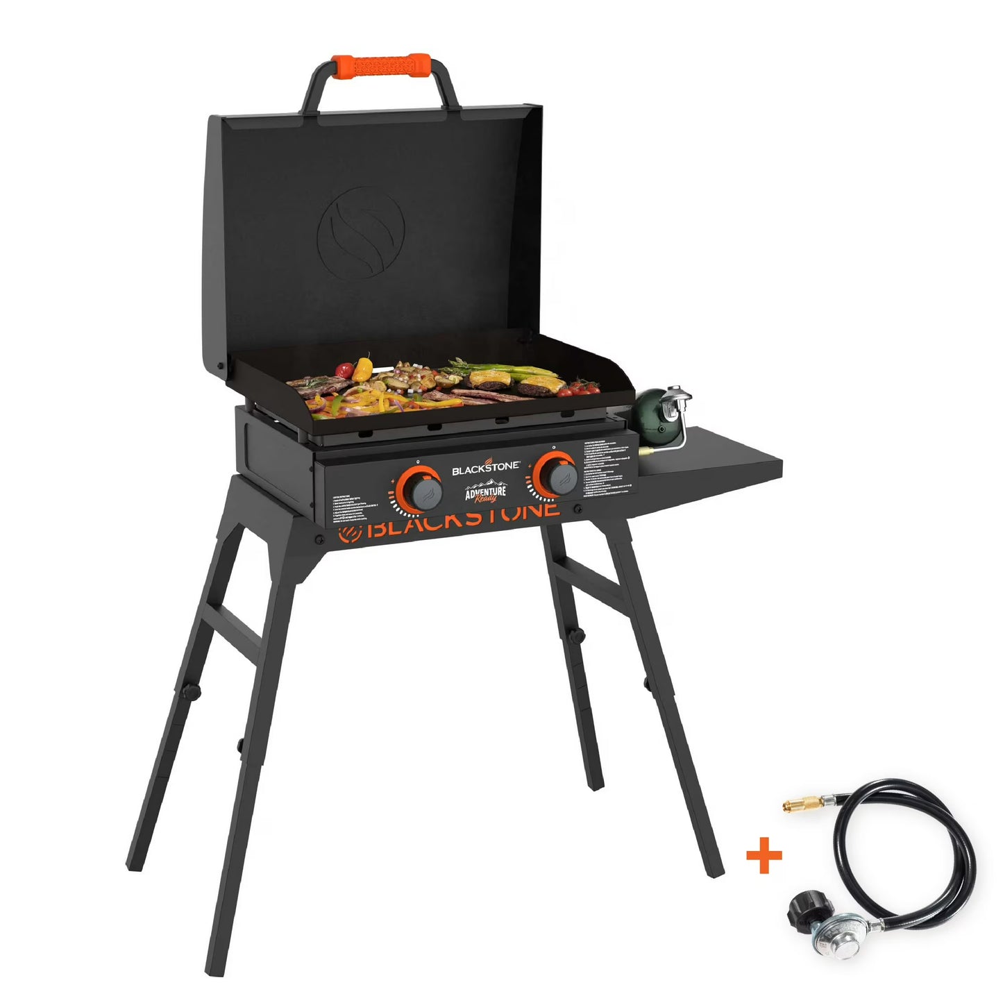 Adventure Ready 2-Burner 22″ Propane Omnivore Griddle with Stand and Adapter Hose