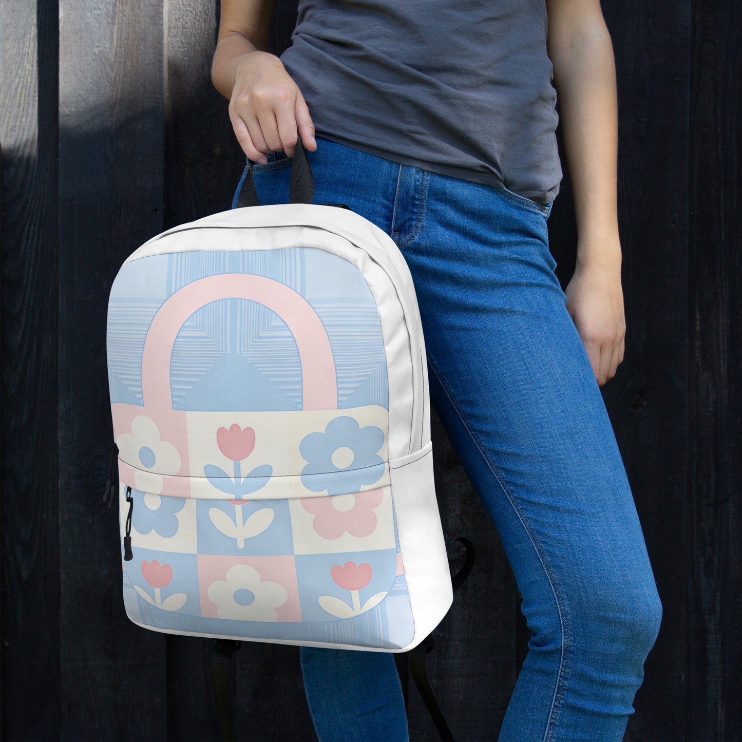 North Carry Co pastel tulips all-over print backpack - side view