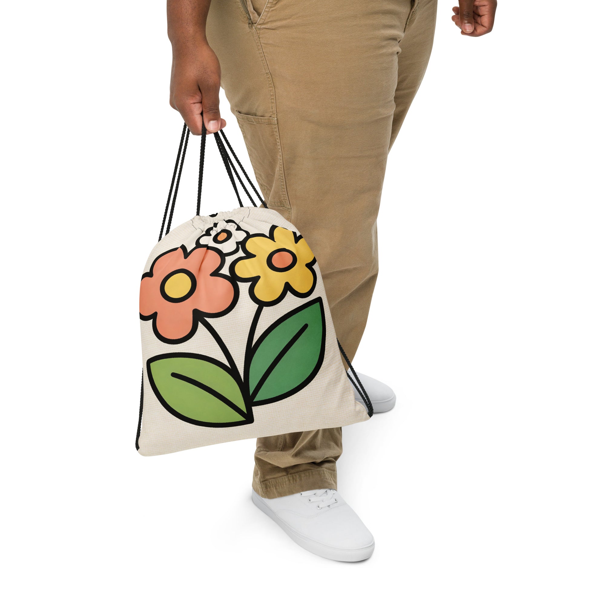 North Carry Co floral garden all-over print drawstring bag - front view