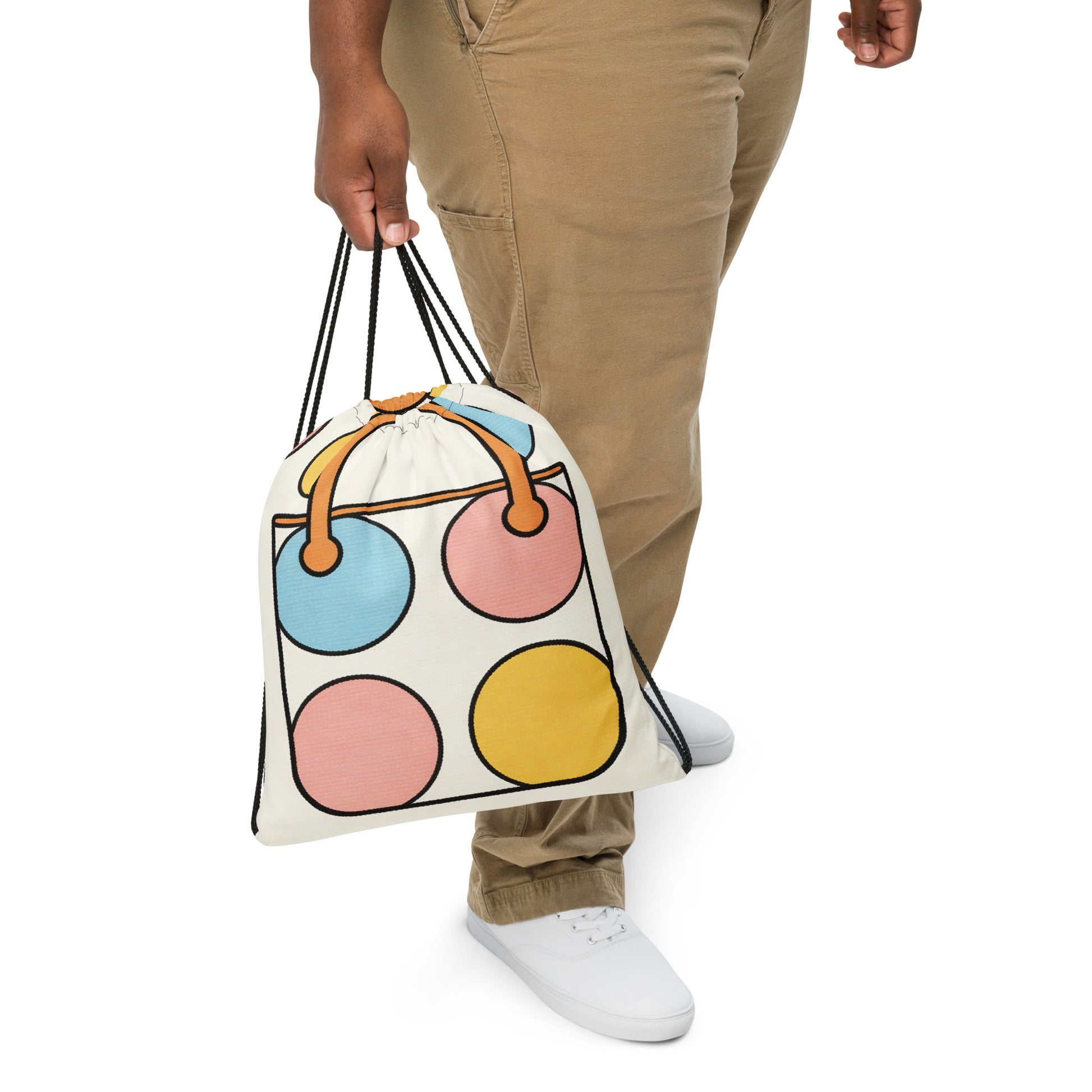 North Carry Co retro abstract all-over print drawstring bag - front view