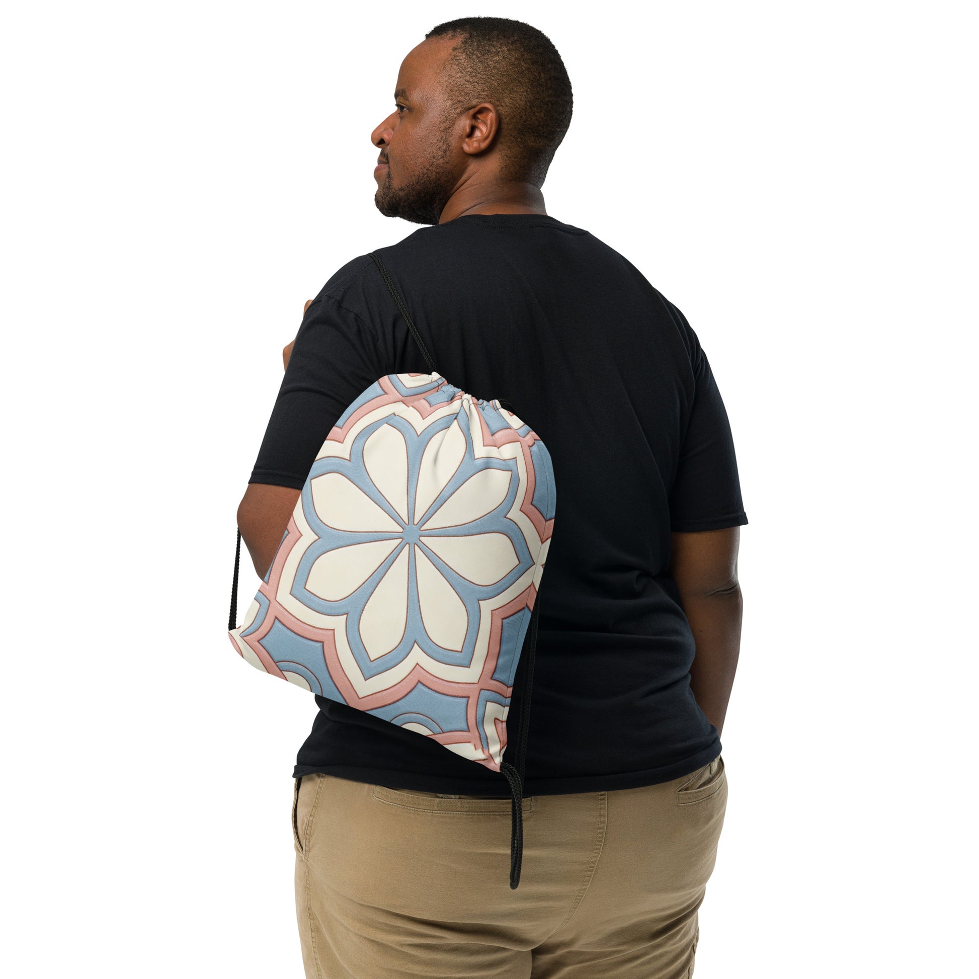 North Carry Co floral mandala all-over print drawstring bag - side view