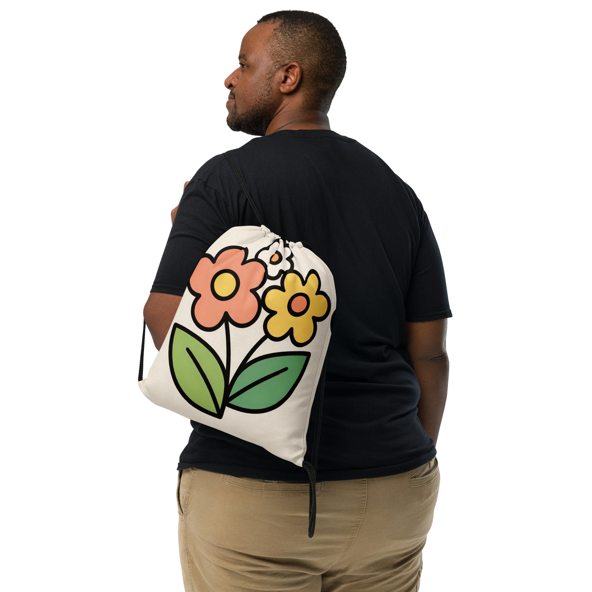 North Carry Co floral garden all-over print drawstring bag - side view