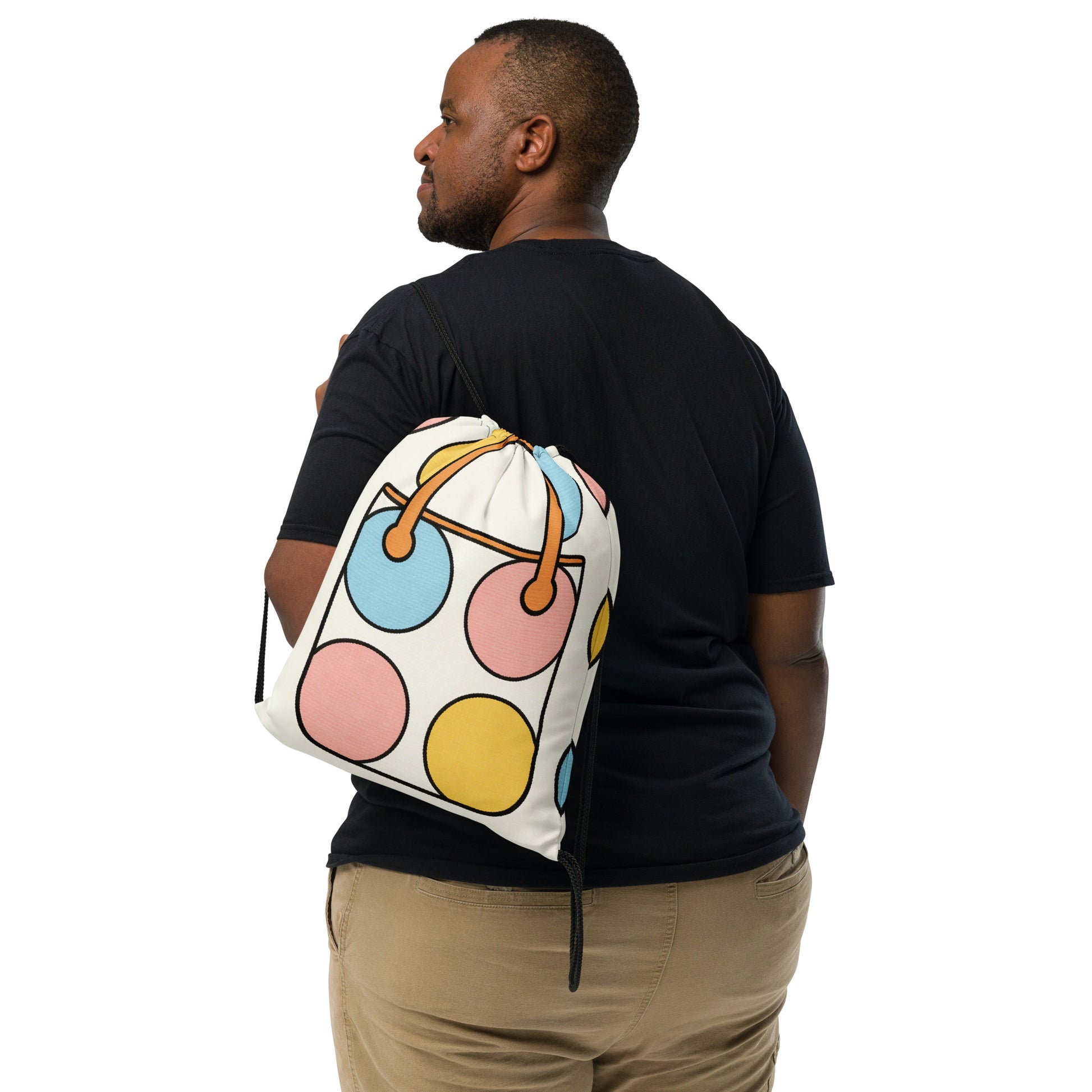 North Carry Co retro abstract all-over print drawstring bag - side view