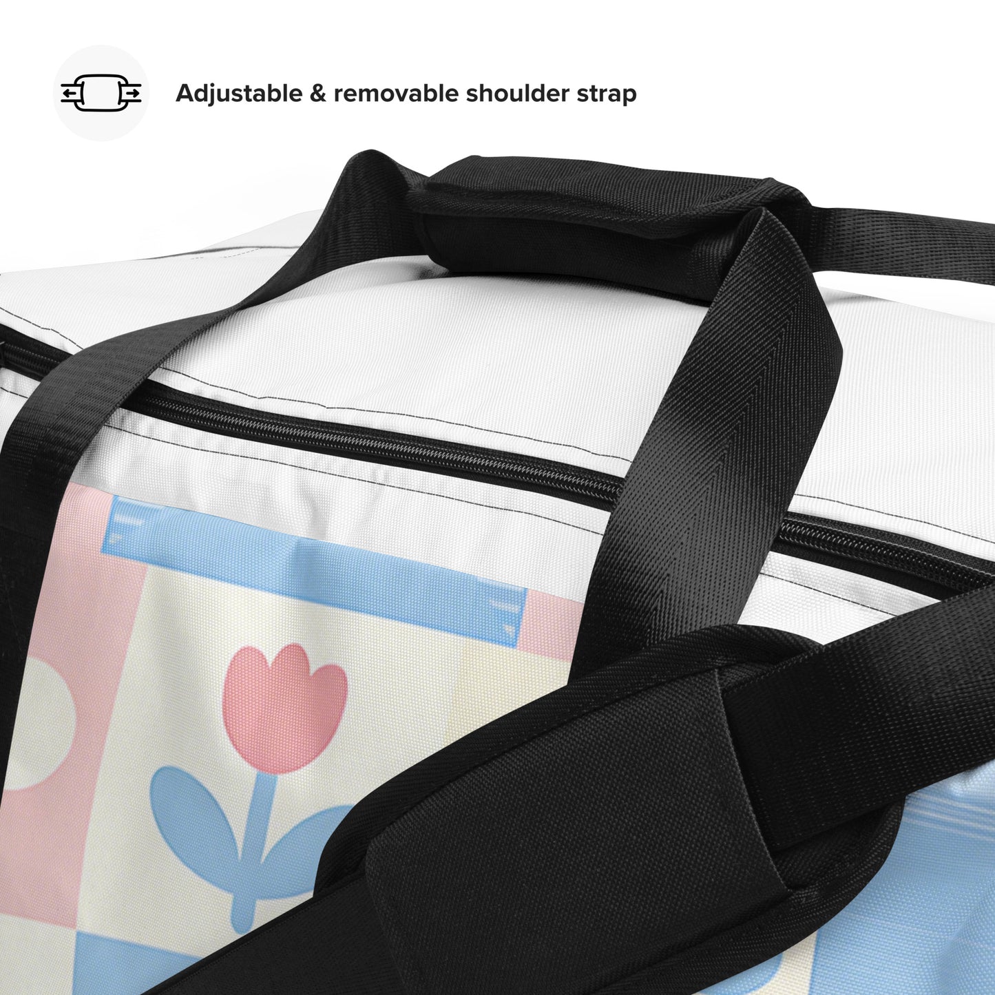 North Carry Co pastel tulips all-over print duffle bag - detail view