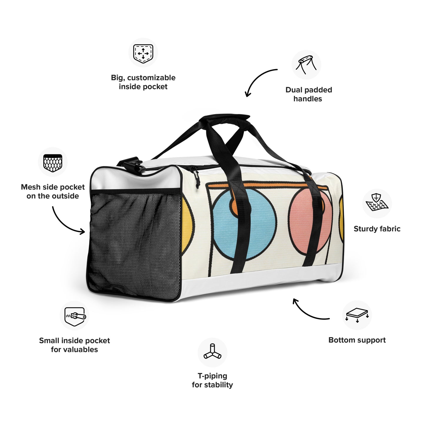 North Carry Co retro abstract all-over print duffle bag - side view