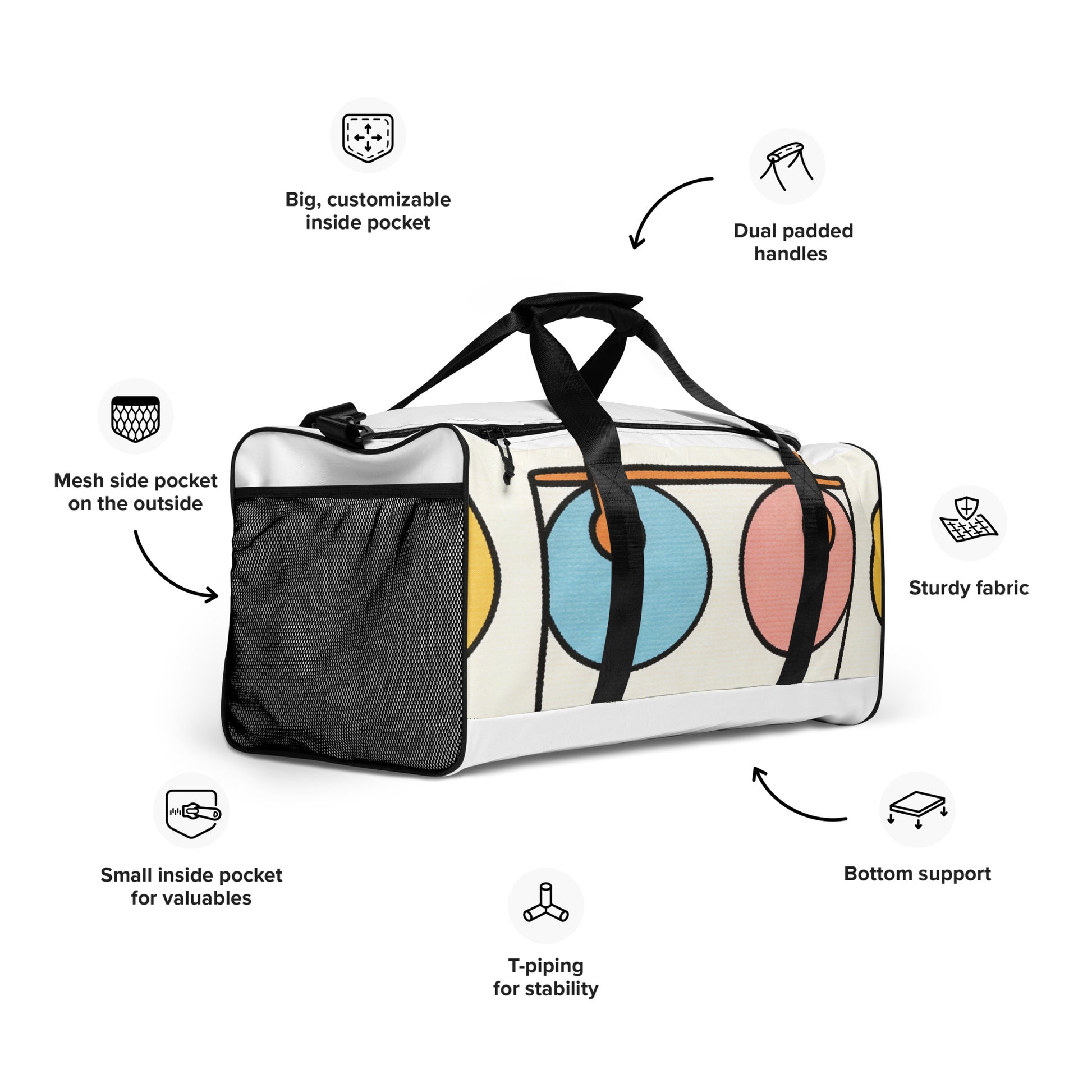 North Carry Co retro abstract all-over print duffle bag - side view