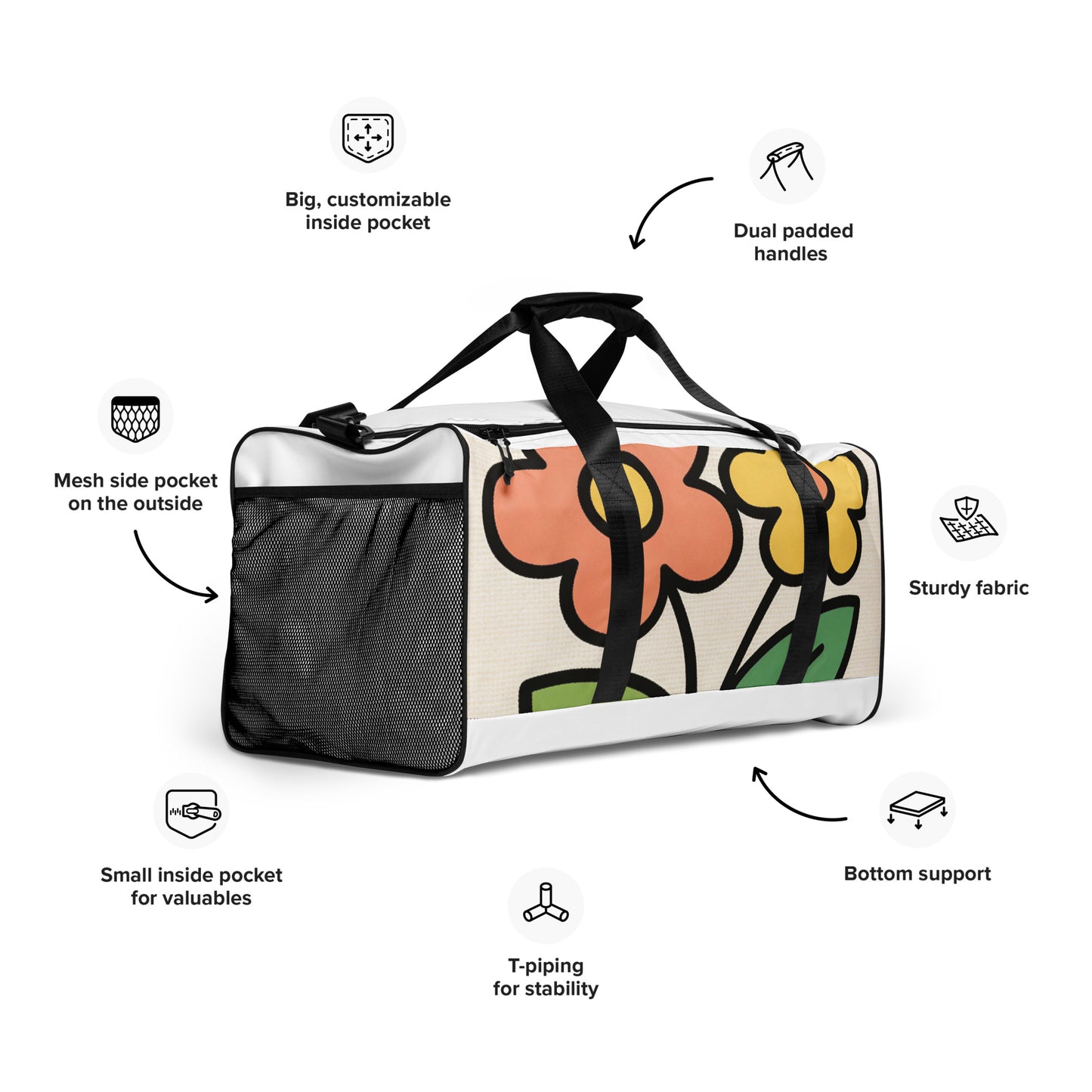 North Carry Co floral garden all-over print duffle bag - side view