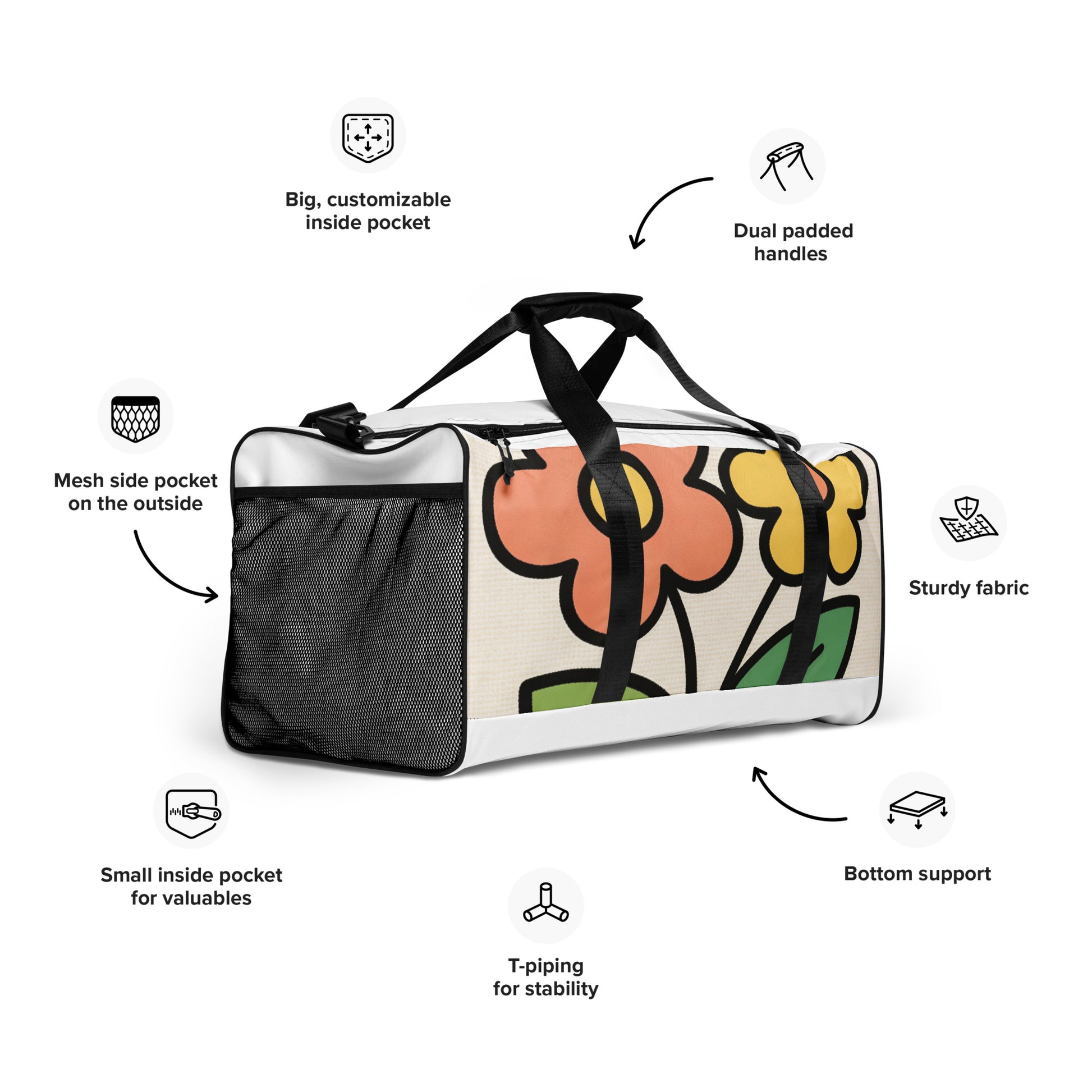 North Carry Co floral garden all-over print duffle bag - side view