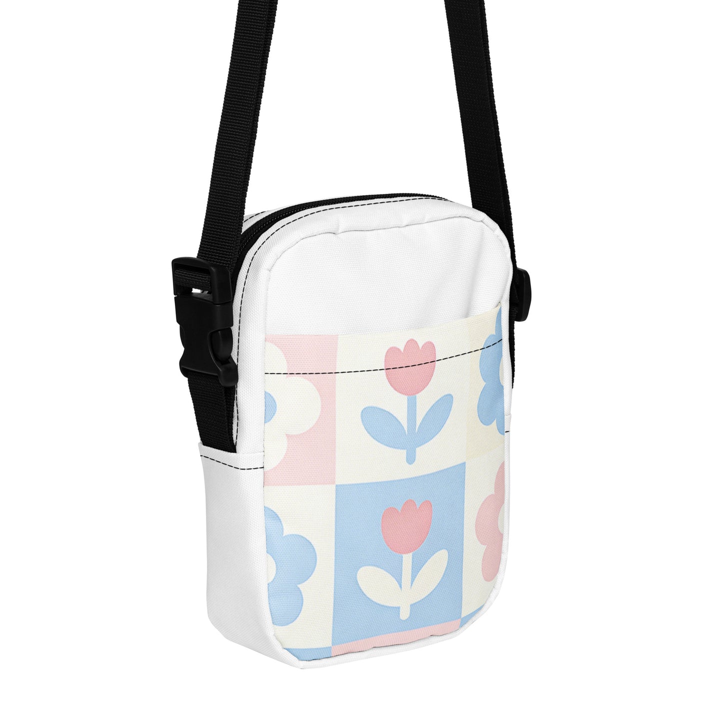 North Carry Co pastel tulips all-over print crossbody bag - front view