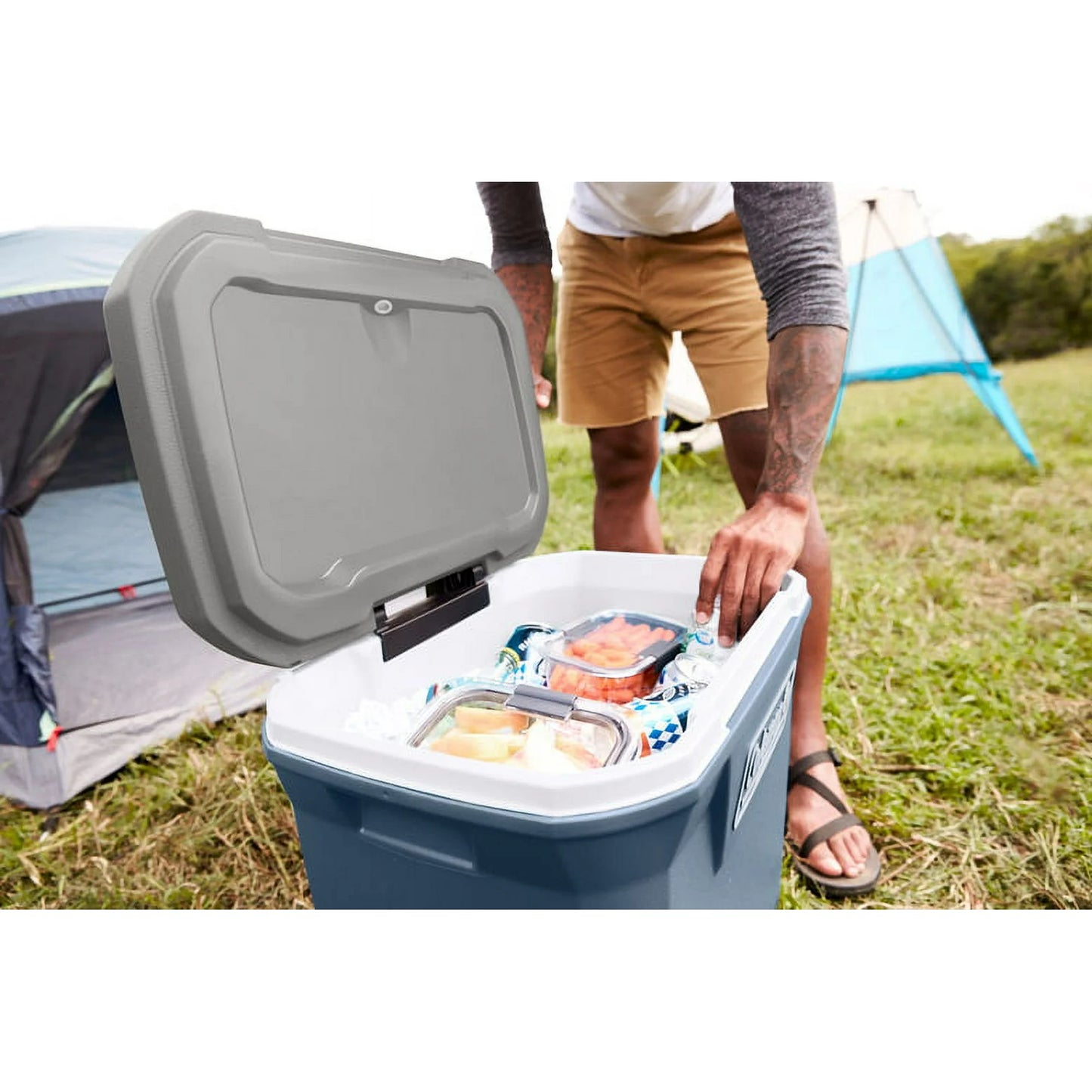 316 Series 60QT Ice Chest Rolling Cooler with Wheels, Lakeside Blue