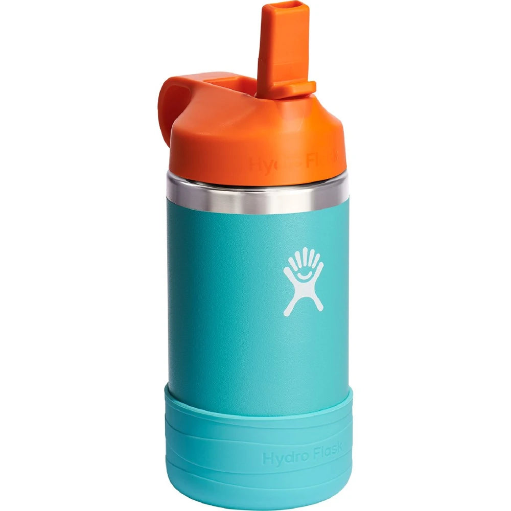 Kids' Wide-Mouth Vacuum Water Bottle With Straw Cap And Bottle Boot 12 Fl. Oz.