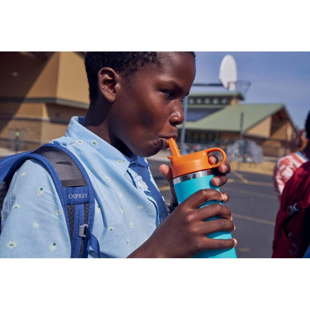 Kids' Wide-Mouth Vacuum Water Bottle With Straw Cap And Bottle Boot 12 Fl. Oz.